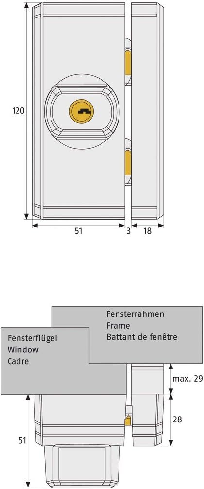 ABUS Fenster-Zusatzsicherung FTS96 AL0125 - Fensterschloss 2 verkrallenden Stahlriegeln, gleichschli