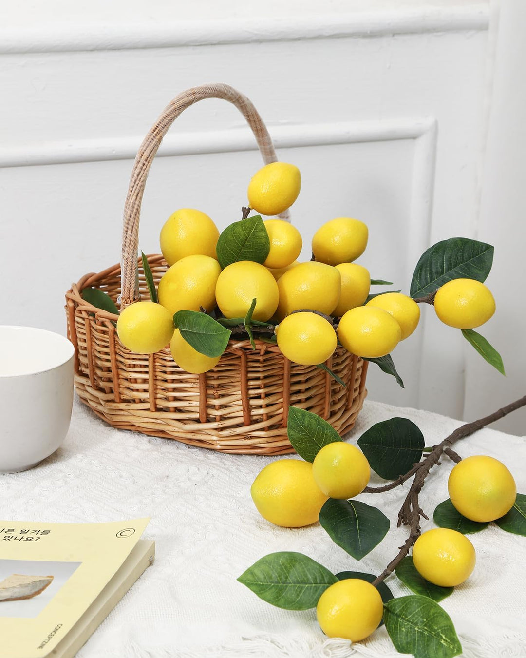 3PCS künstliche Zitronenzweige 5 Lebendige gelbe gefälschte Zitrone Gelbe gefälschte Zitronenzweige