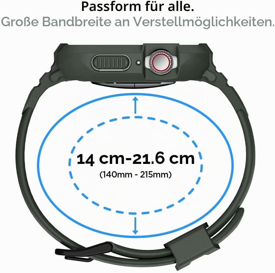 Spigen Rugged Armor Pro Hülle mit Band für Apple Watch 45/44mm | TPU-Unibody-Hülle mit Armband, Carb