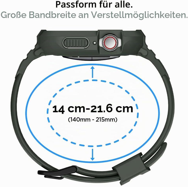 Spigen Rugged Armor Pro Hülle mit Band für Apple Watch 45/44mm | TPU-Unibody-Hülle mit Armband, Carb