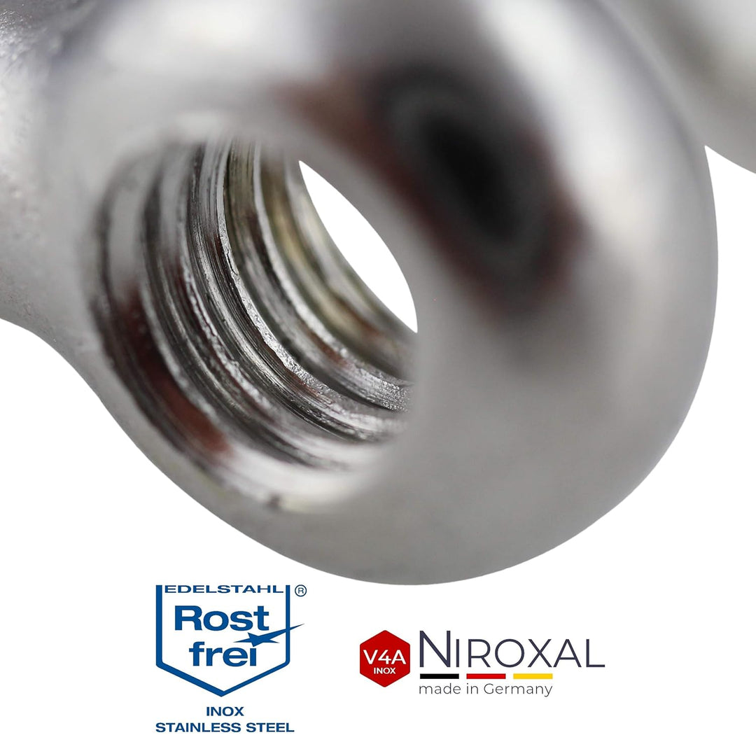 NietFullThings 20 Stueck 8-mm Edelstahl Rund-Scheakel aus V4A Kurze gerade robuste Form Bruchlast 3.