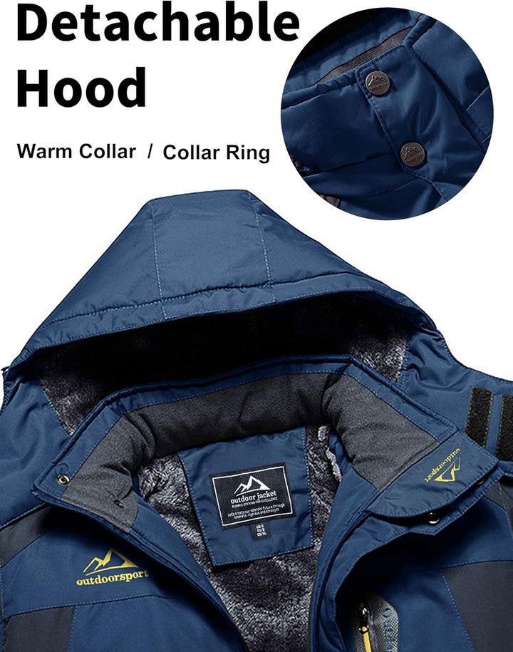 MAGCOMSEN Herren Winter Fleecejacke Warme Gefüttert Skijacke Outdoor Winddicht Wasserdicht Jacke Ver