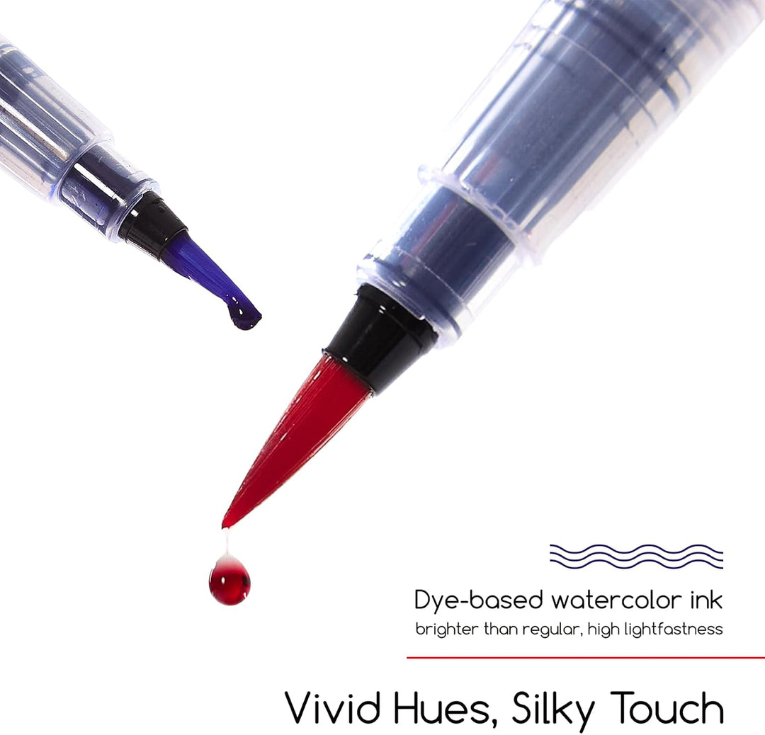 MEEDEN Dye Aquarellpinsel Set mit Tinte: 12 farbstoffbasierte Tinte im Pinselstift für Aquarellmaler
