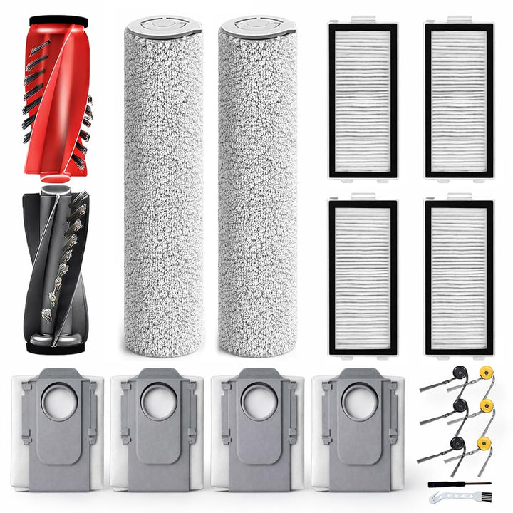 20 Stück Ersatzteile für Roborock Qrevo Curv 2 Flow Roboter-Staubsauger, 1 Paar Hauptbürste, 2 Rolle