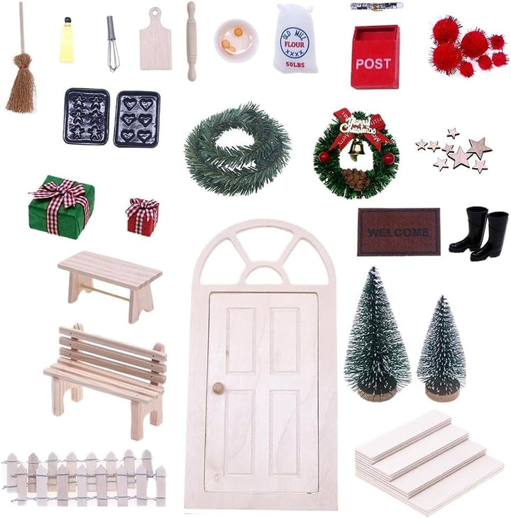 Wichteltür Zubehör Weihnachten Set, Wichteltür Zubehör Set Weihnachten, Weihnachtswichtel Tür Set, H