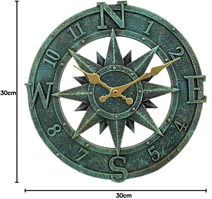 Outdoor Wanduhr 30 cm - Wasserdicht für Garten, Aussenbereich, Küche, Wohnzimmer - Industrial 3D Des