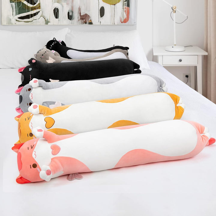 Mewaii 110CM Kuscheltier Kawaii Katzen Plüschkissen Stofftiere Lang Kätzchen Plüschtier Ausgestopfte