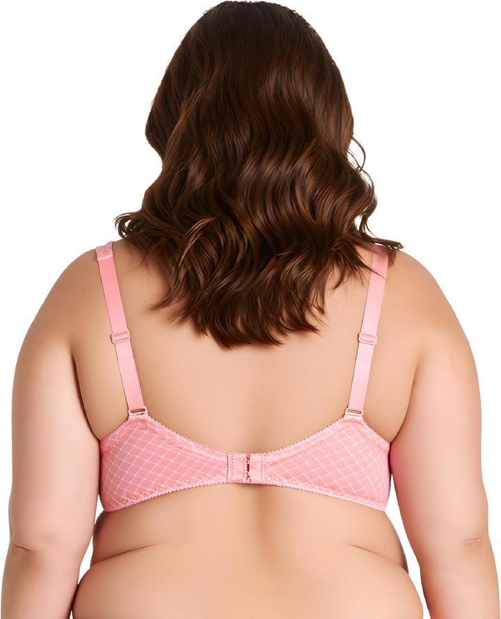 Curve Muse Übergrösse Ungefüttert Bügel Spitzen-BH mit gepolsterten Schultergurten-2er Pack 75C Rosa