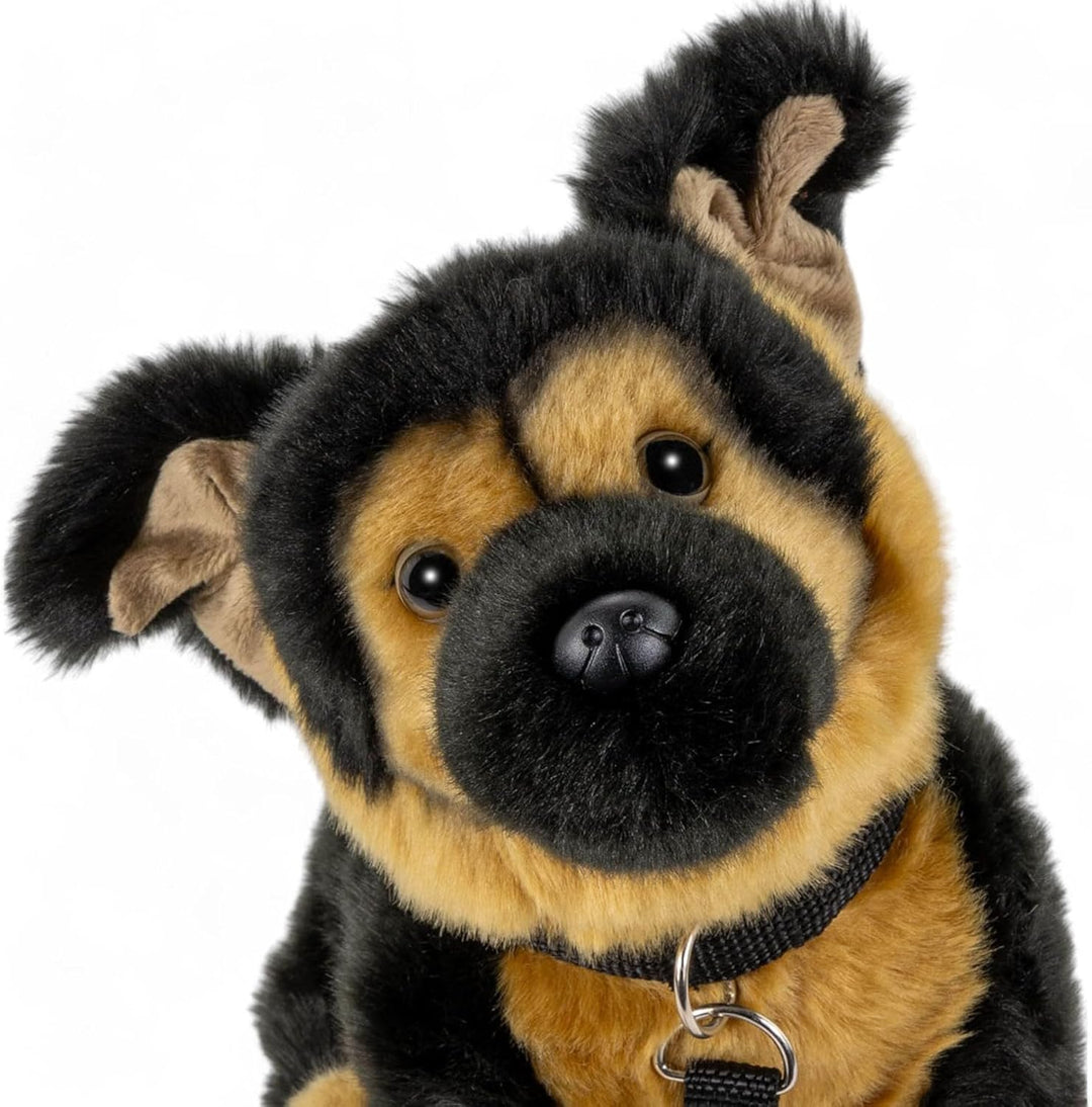 Carl Dick Schäferhund mit Leine sitzend, Hund, Plüschtier, Kuscheltier, ca. 25cm 3498 Shs - Schwarz-