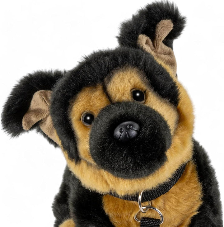 Carl Dick Schäferhund mit Leine sitzend, Hund, Plüschtier, Kuscheltier, ca. 25cm 3498 Shs - Schwarz-