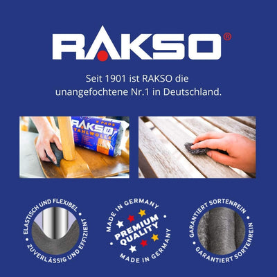 RAKSO Edelstahlwolle fein - 1,8 kg, 12 Banderolen à 150g rostfrei, hygienische Reinigung, reinigt, s