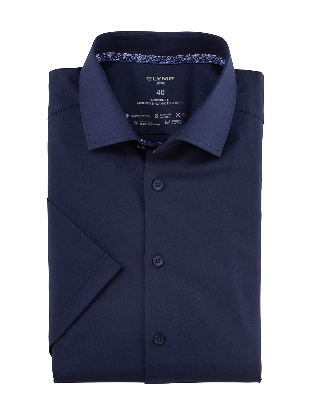 OLYMP Herren Businesshemd Kurzarm Luxor 24/Seven,Twill,modern fit,Global Kent 38 Marine 18, 38 Marin