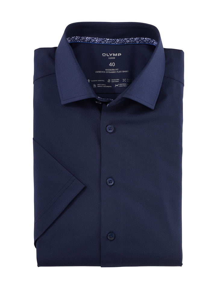 OLYMP Herren Businesshemd Kurzarm Luxor 24/Seven,Twill,modern fit,Global Kent 38 Marine 18, 38 Marin