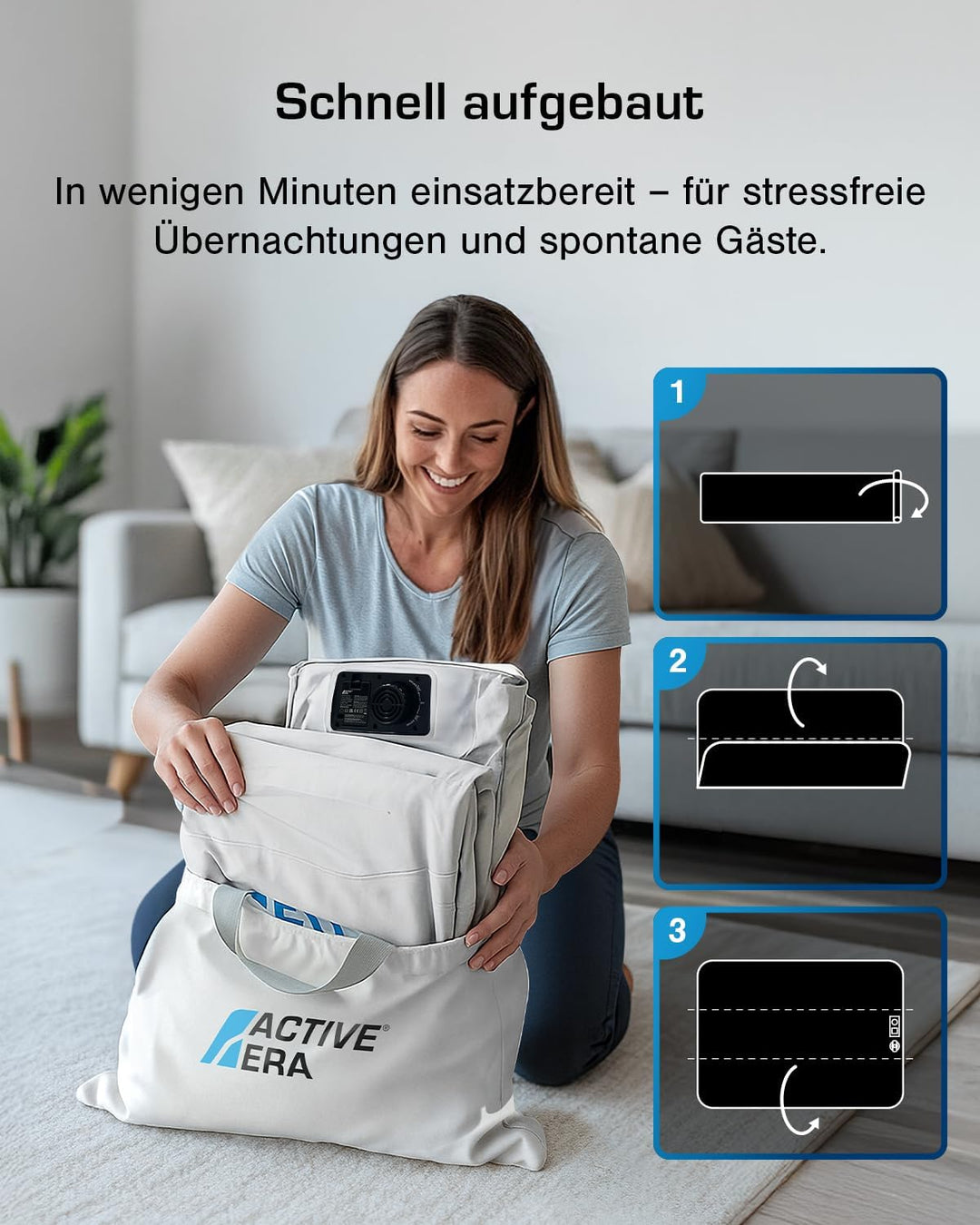 Active Era Luxus Doppel Luftbett – selbstaufblasendes Gästebett mit eingebauter, elektrischer Pumpe,
