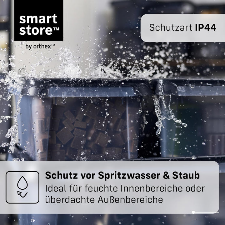 SmartStore Aufbewahrungsbox mit Deckel 50 L wasserdicht Plastik – 4er-Set – mattiert - ineinander &