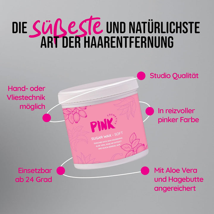 Pink Cosmetics Zuckerpaste Soft Waxing Haarentfernung 500g – Sugar Paste Sugaring Enthaarung für den