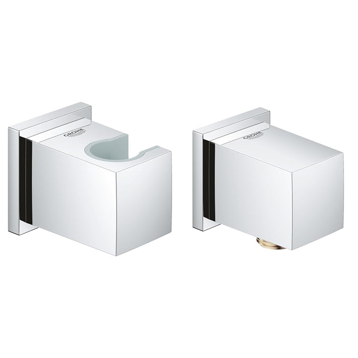 GROHE Euphoria Cube - Handbrausehalter, chrom, 27693000 & Euphoria Cube - Wandanschlussbogen (Aussen