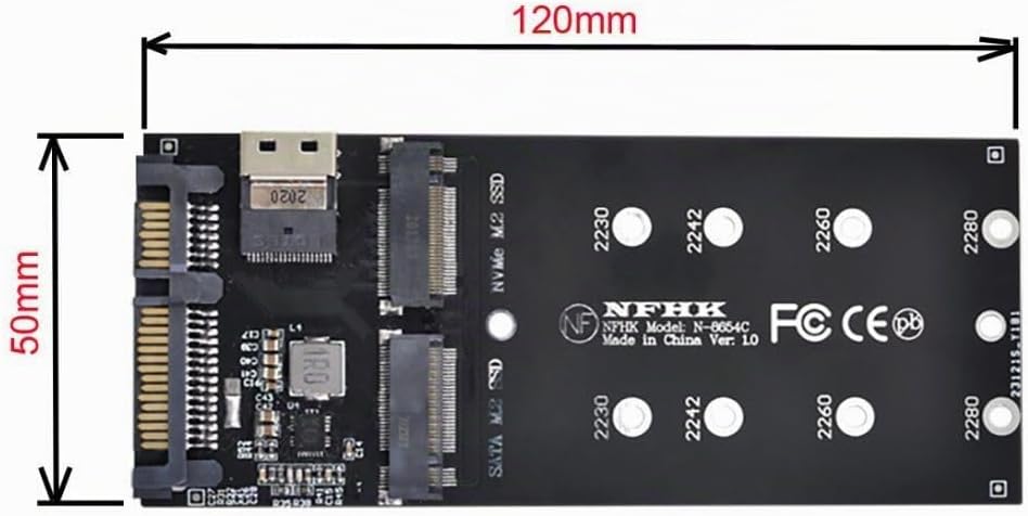 chenyang M.2 NVME PCIE SSD auf SFF-8654 ＆ NGFF SATA SSD auf SATA 2 in 1 Combo Adapter für Mainboard(