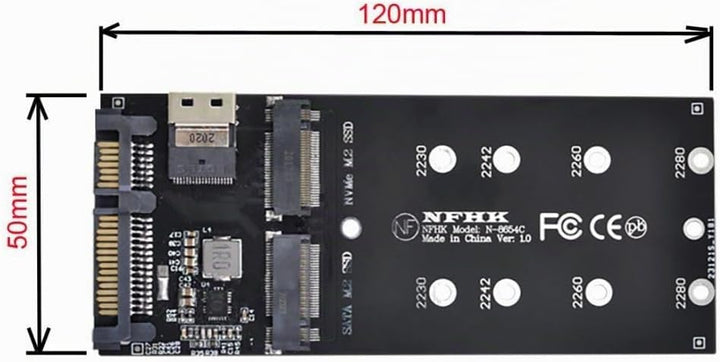 chenyang M.2 NVME PCIE SSD auf SFF-8654 ＆ NGFF SATA SSD auf SATA 2 in 1 Combo Adapter für Mainboard(