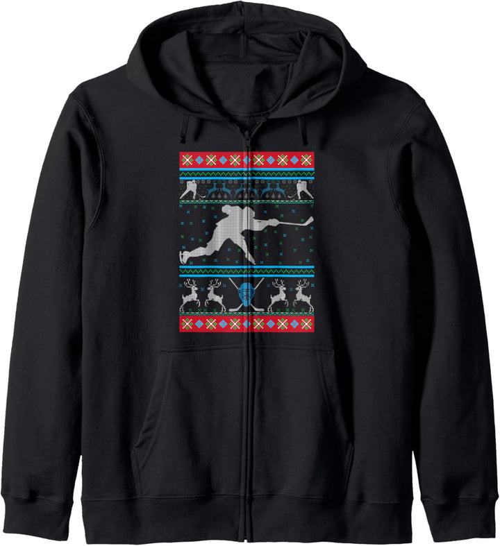 Hockey Ugly Christmas Ice Hockey Happy Holiday Xmas Gift Kapuzenjacke