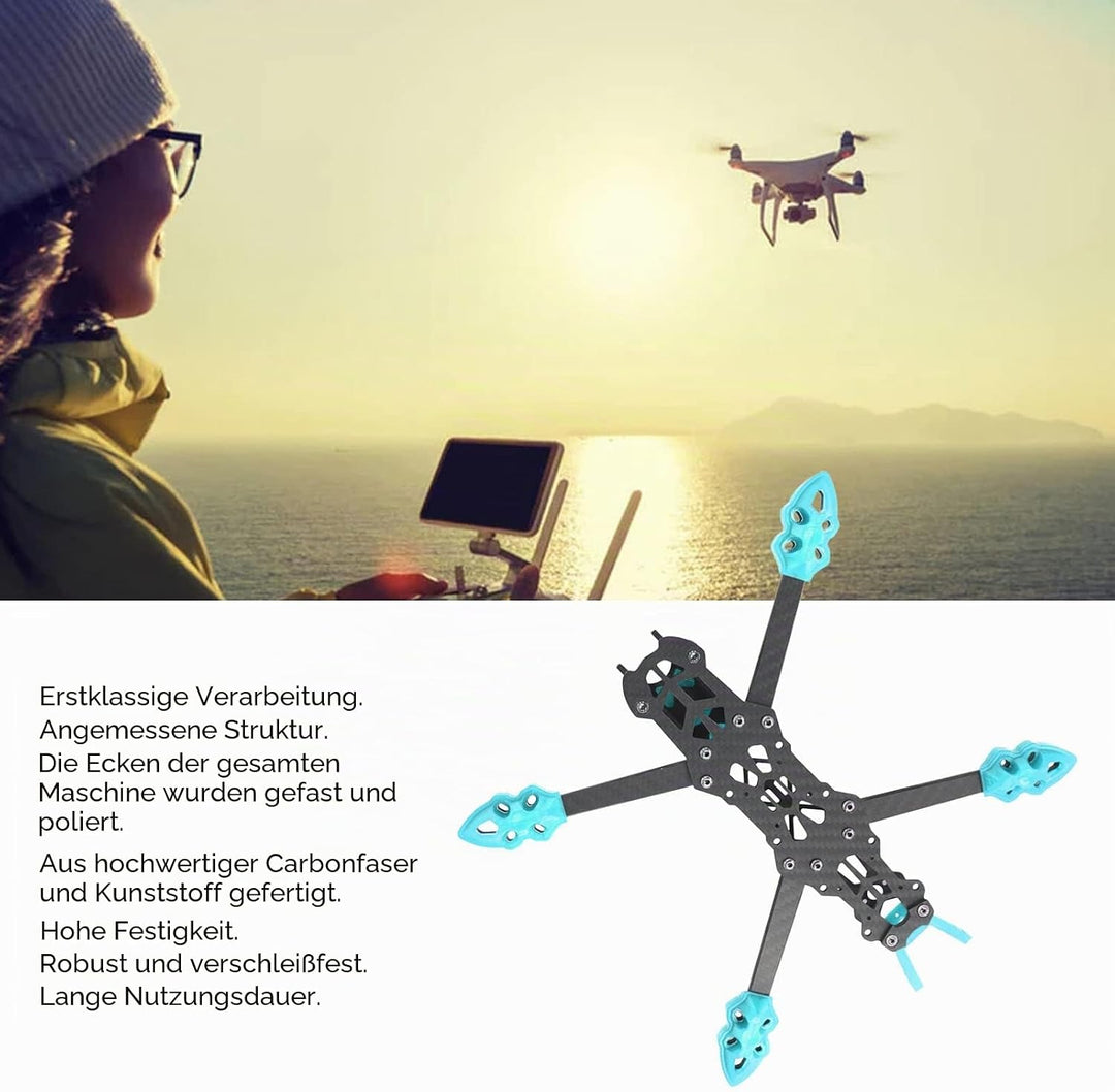 KENANLAN Quadcopter Rahmen Kit, FPV Racing Drohne Rahmen Professioneller 225mm Radstand Carbon Fiber