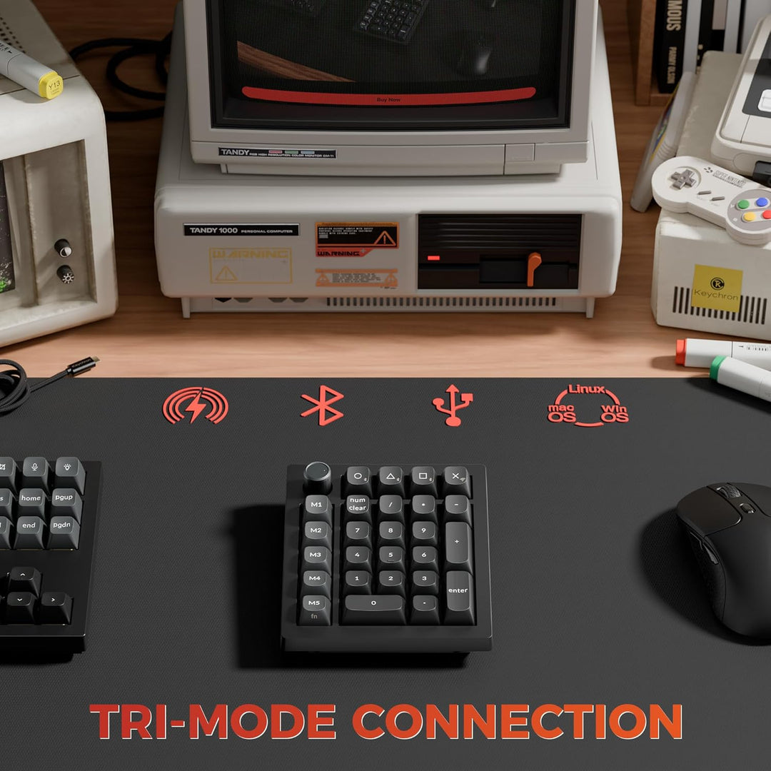 Keychron V0 Ultra Kabelloser ZMK Custom Numpad, 8000Hz Polling-Rate, 2,4 GHz & Bluetooth 5.3, 360 St