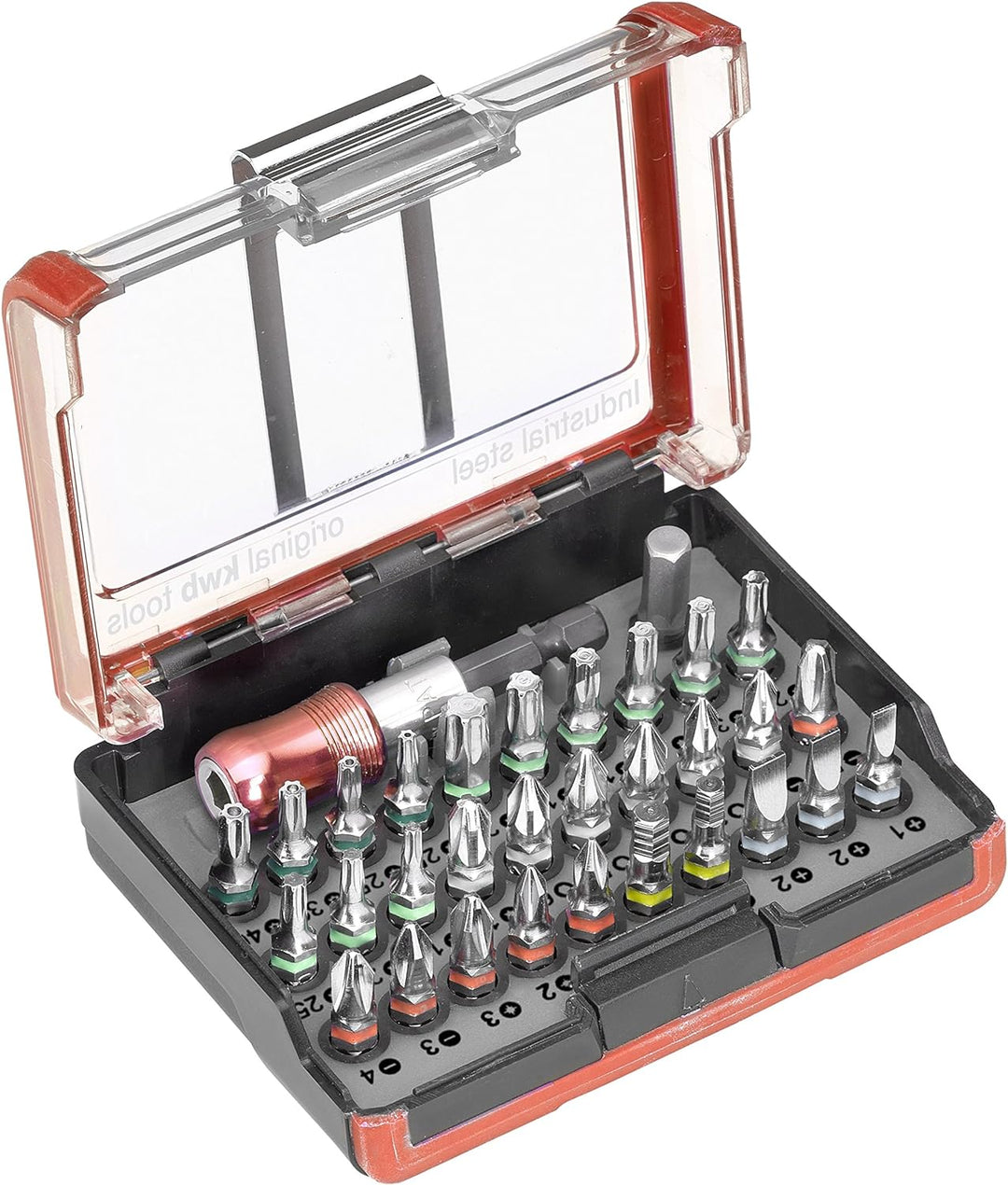 kwb Standard Bit-Box – 32-tlg. inkl. Bit-Halter, 1/4 Zoll Adapter und Sechskant Antrieb nach ISO 117
