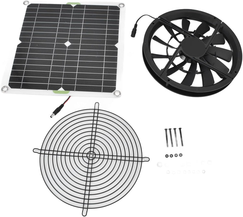 Fafeicy Solarpanel-Lüfter-Kit, 100 W 2 A Wasserdichter Lüftungsgehäuse-Abluftventilator, 23–24% Umwa