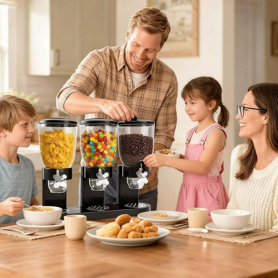 Cereal Dispenser 2L, Dreifacher Müsli Verteiler für die Arbeitsplatte, Müslispender 3er Set Luftdich
