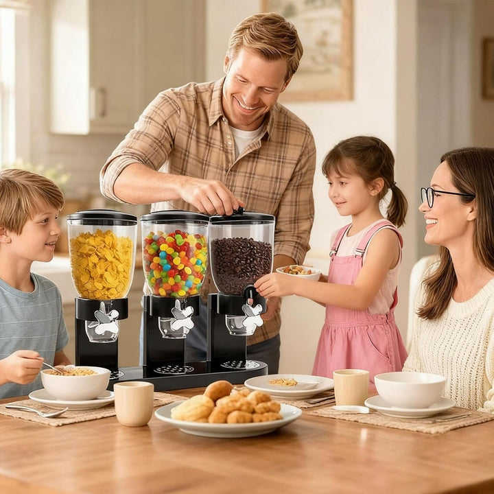 Cereal Dispenser 2L, Dreifacher Müsli Verteiler für die Arbeitsplatte, Müslispender 3er Set Luftdich