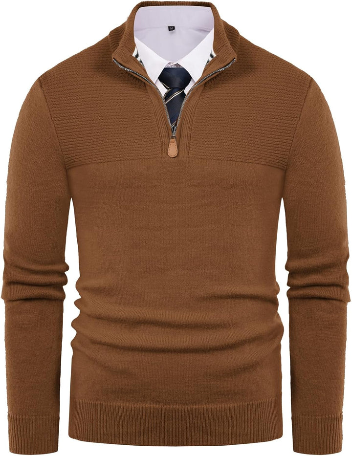 PaulJones Troyer Pullover Herren Strickpullover mit Reissverschluss und Stehkragen Arbeitspullover M