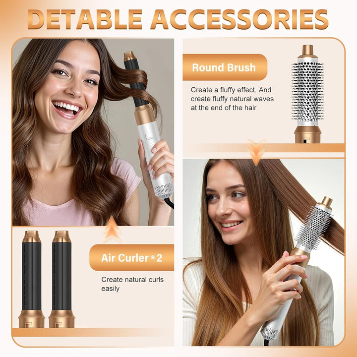 Anluomania Warmluftbürste, 1000W Haartrockner, Föhnbürste Set mit Professioneller Föhn, Rundbürste,