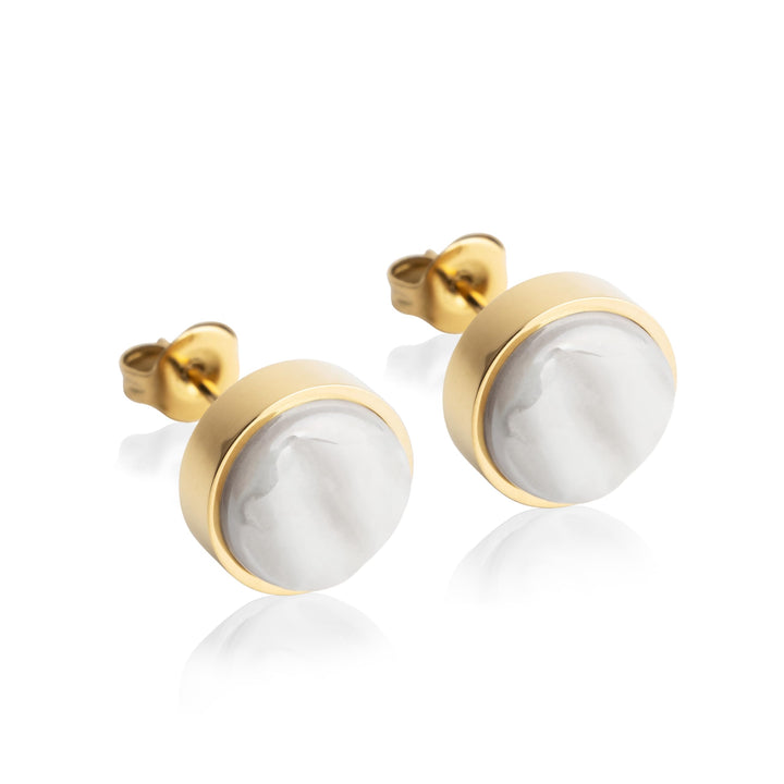 Kleine Ohrstecker gold mit Stein • Ohrringe für Damen • Nachhaltiger Modeschmuck aus Edelstahl & rec