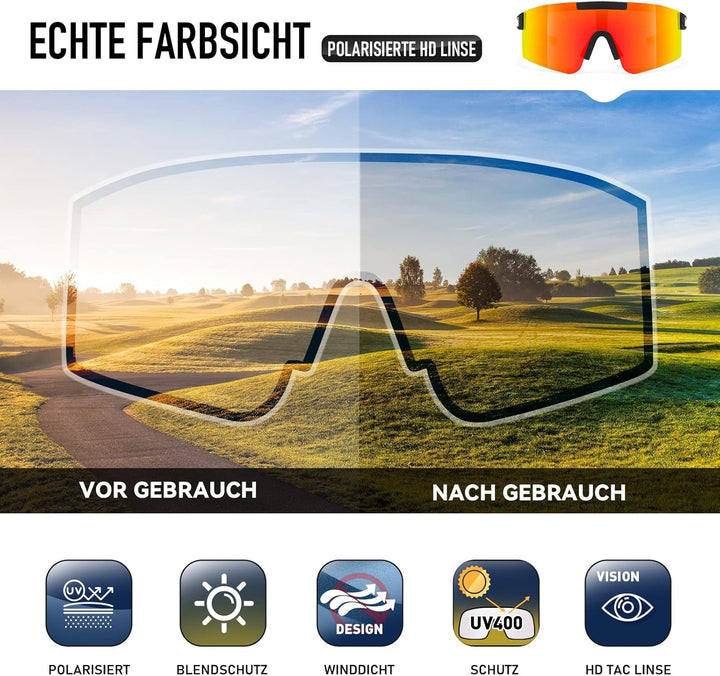 suoso Sportbrille-Sonnenbrille Herren-Damen-Fahrradbrille-Sunglasses men Polarisiert UV400 Damen Ski