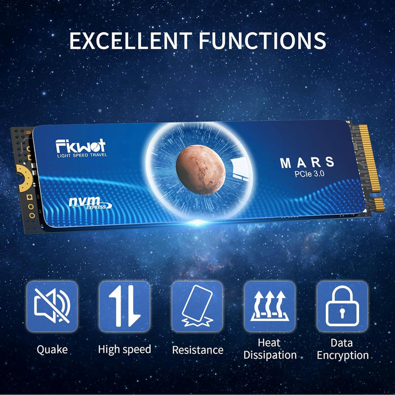 Fikwot FX550 NVMe SSD 512GB M.2 SSD PCIe 3.0×4, Lesen bis zu 3.200 MB/s, M2 2280 internes Soild-Stat