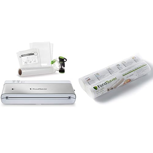 FoodSaver VS0100X Kompaktes Vakuumiergerät für Lebensmittel mit Handheld-Vakuumierer | 3 Rollen &amp; 4 