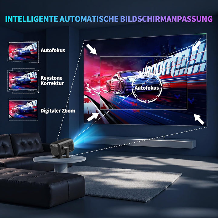 Beamer 4K Projektor Native 1080P [ Autofokus & 2026 Upgraded ] Mini Beamer Mit 5G WiFi 6 und BT 5.4
