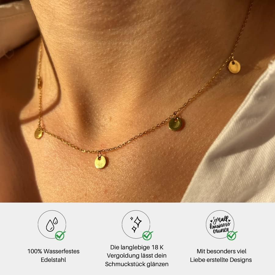Beach to the City Kette Gold mit Anhängern, Damen aus langlebigem Edelstahl, Wasserfester Schmuck 43