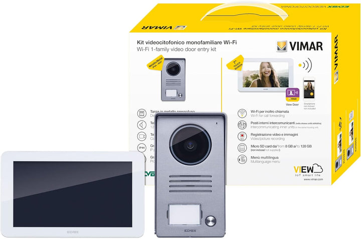 Vimar K40945 Videosprechenalagen-Set enthält Freisprech-Touchscreen-Videohaustelefon LCD 7in und WLA
