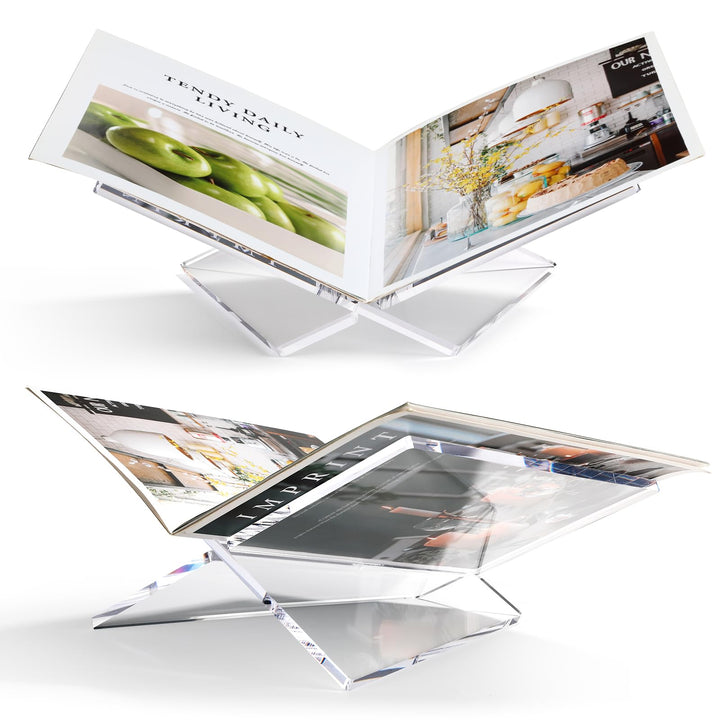 UikJOY Transparenter Acryl Buchständer Kreuzrahmen Acryl Buchhalter, Leseständer offene Ausstellen,