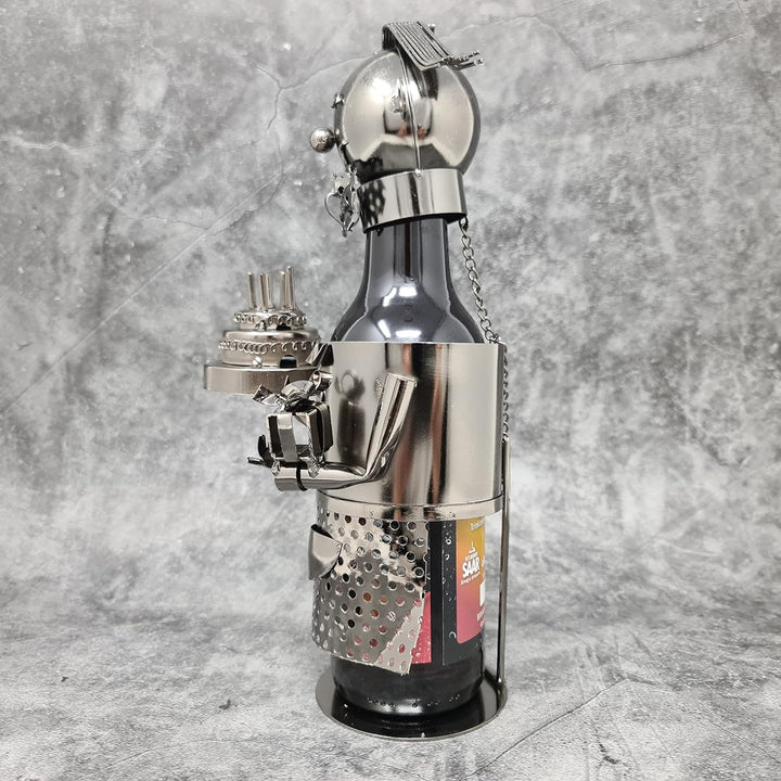 Lifestyle & More Moderner Flaschenhalter Bierflaschenständer Geburtstag aus Metall in Silber Höhe 24
