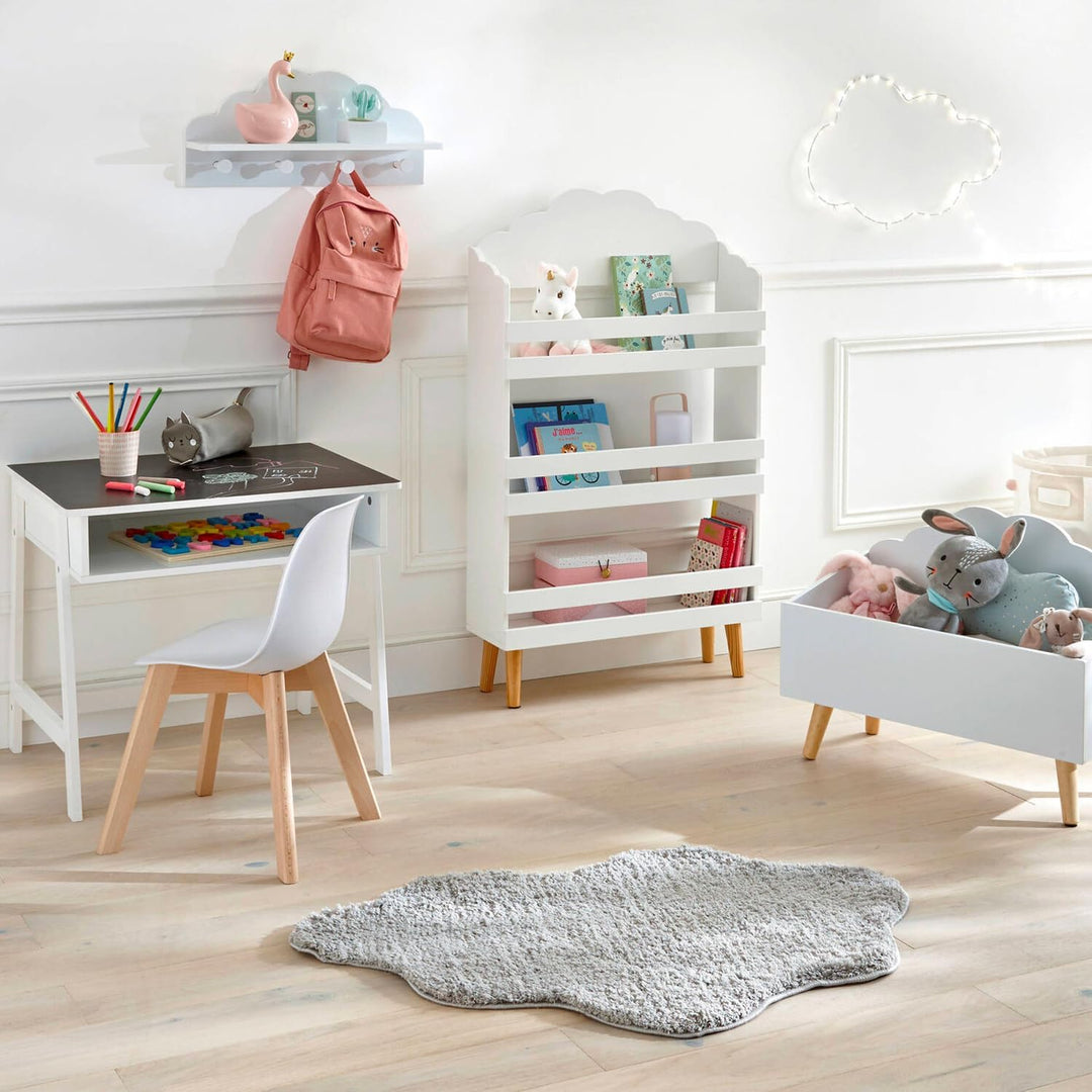Avilia Bücherregal Wolke für Kinder, 3 Ablagen aus Holz, Grau, platzsparend, 58 x 100 x 18 cm