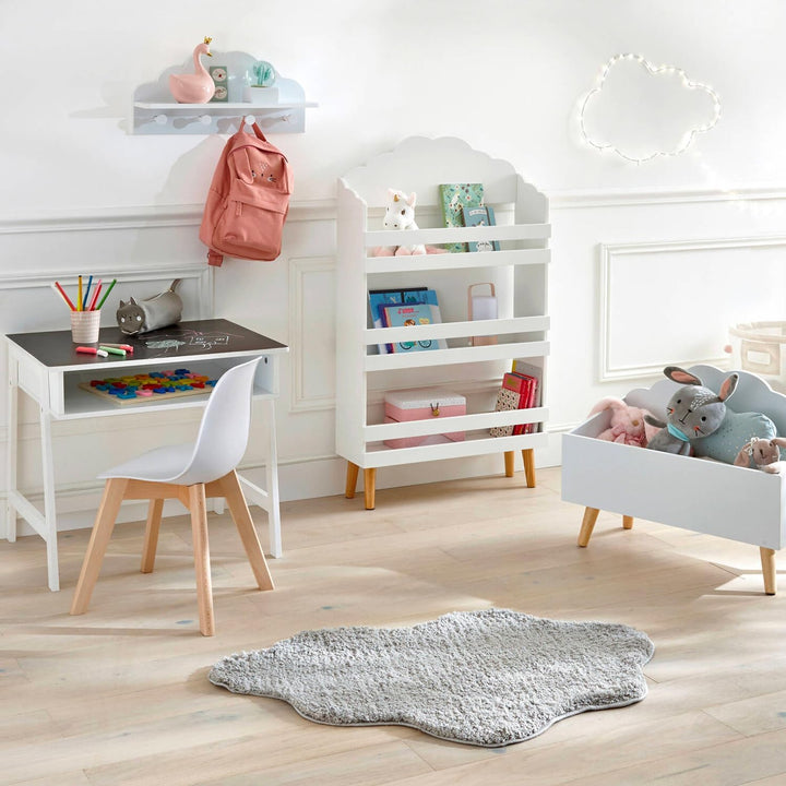 Avilia Bücherregal Wolke für Kinder, 3 Ablagen aus Holz, Grau, platzsparend, 58 x 100 x 18 cm