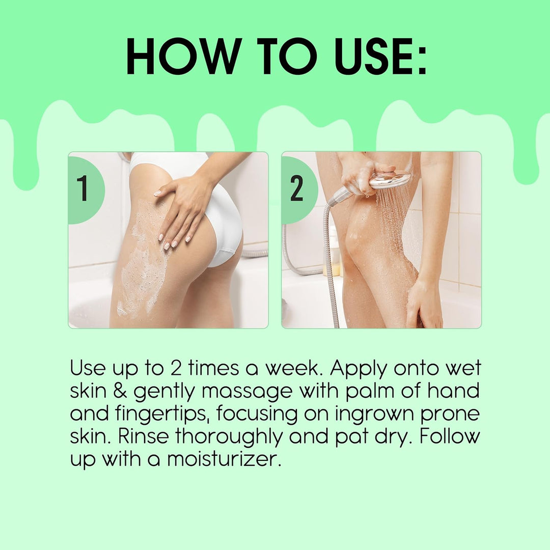 Sliick Exfoliate & Polish Body Scrub Bimsstein und Glykolsäure vor und nach dem Wachsen