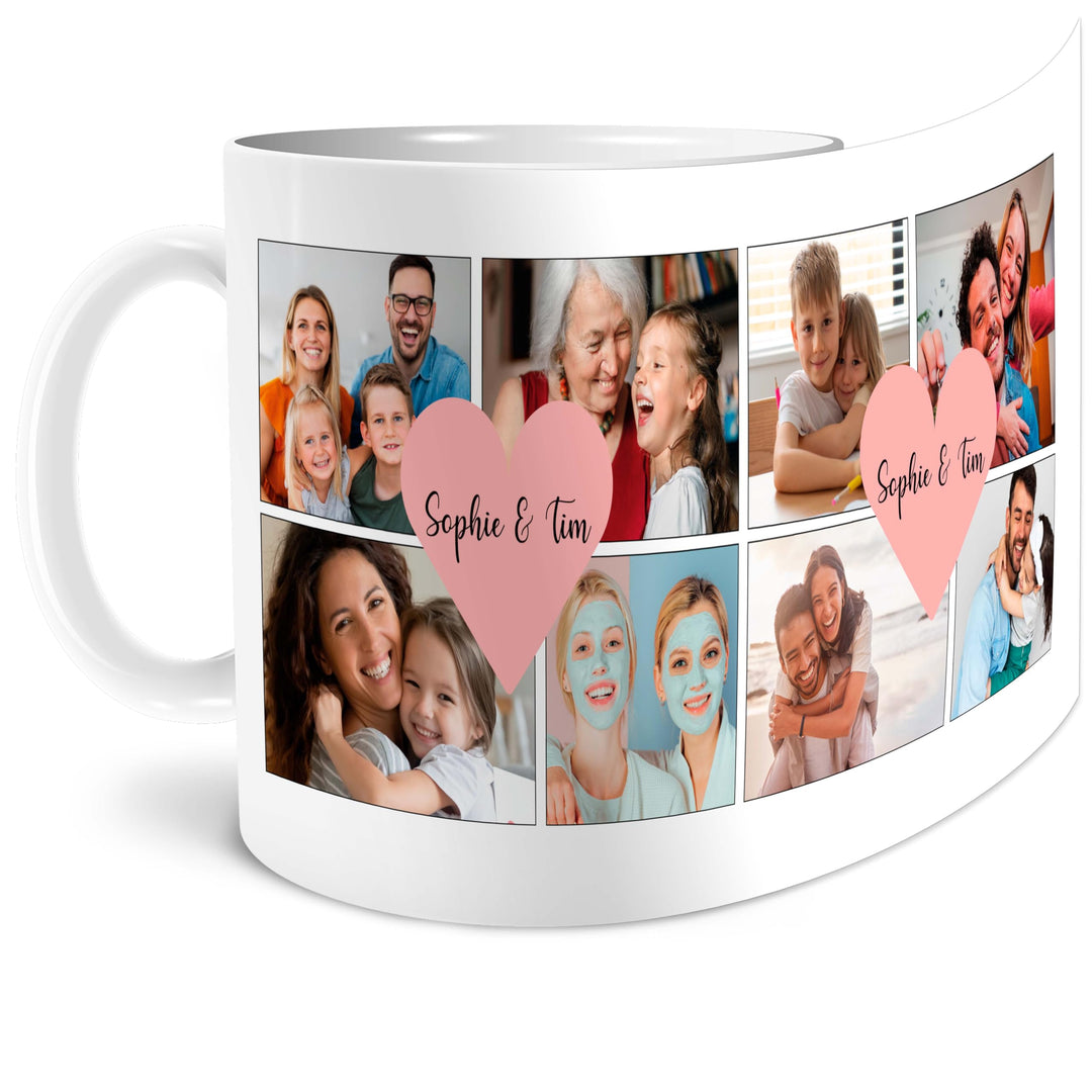 OWLBOOK® Personalisierte Tasse mit 8 Fotos & Spruch selbst gestalten | Fototasse mit eigenem Bild &