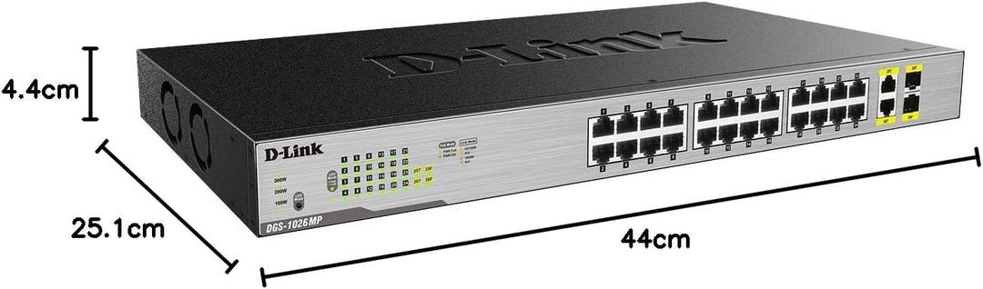 D-Link DGS-1026MP Layer2 PoE+ Gigabit Switch (26-Ports, davon 24 x 10/100/1000 Mbit/s PoE-Ports und