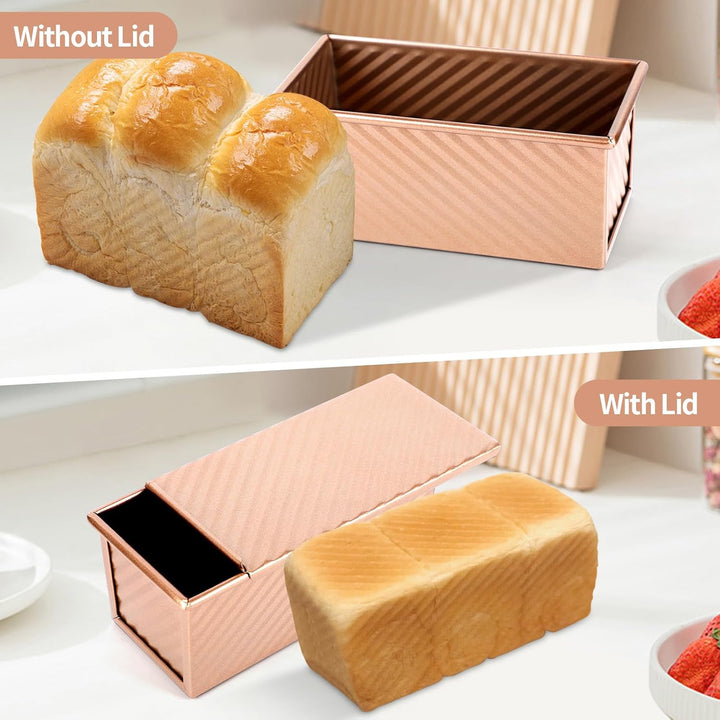 Brotbackform Mit Deckel, Toastbrot Backform Mit Deckel, 2PCS Antihaft Brot Toastform, Brotformen Zum