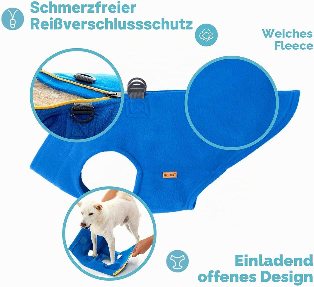 Gooby Fleece-Hundepullover mit Reissverschluss - Schwarz, Grösse S - warme Fleece-Hundejacke zum Ein