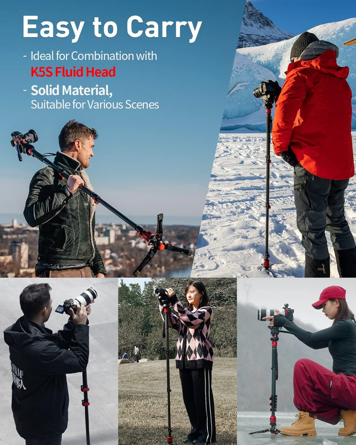 IFOOTAGE Cobra 3 Einbeinstativ Kamera C180F-P, automatische 1/4"- und 3/8"-Schraube, Kohlefaser, mit