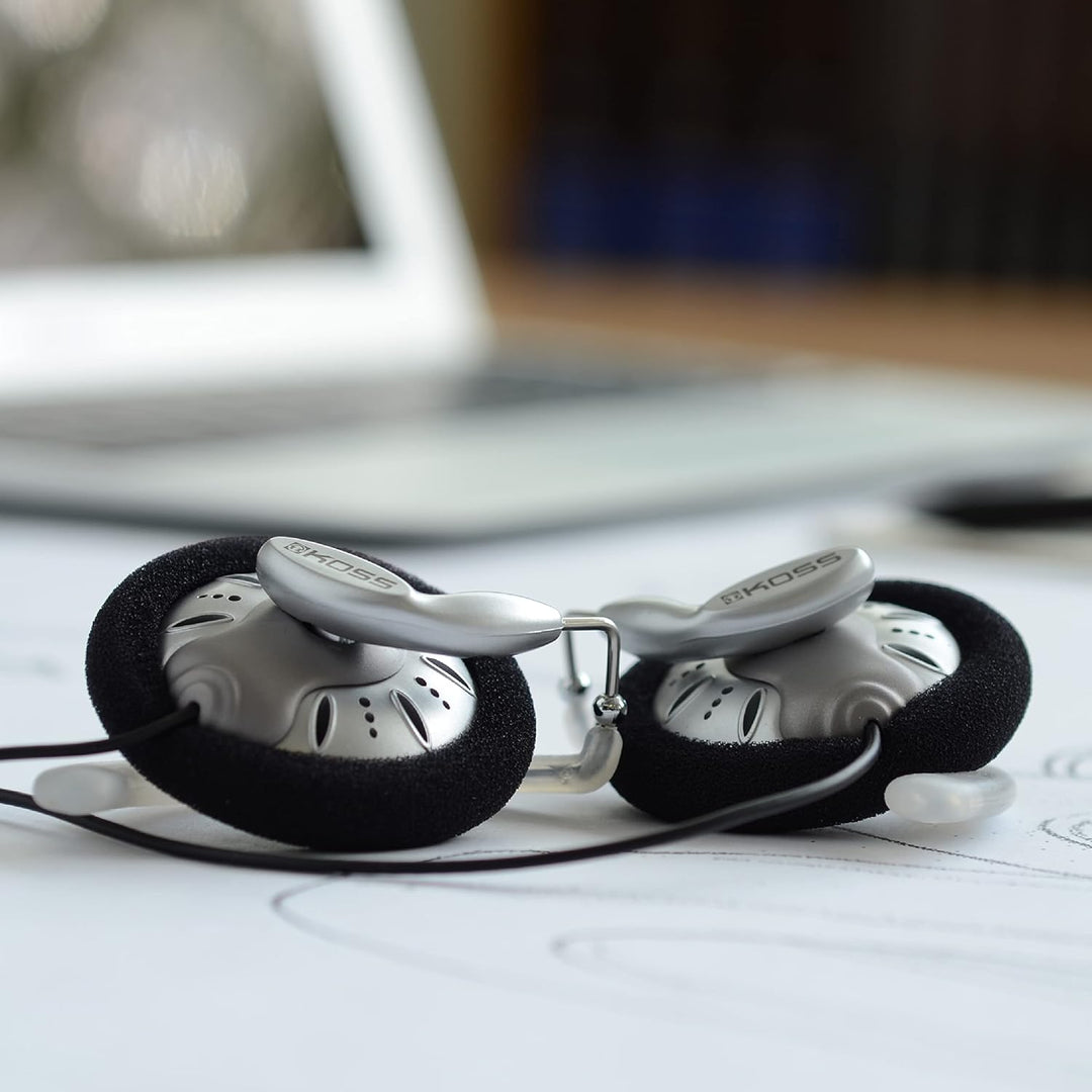 Koss KSC75 Stereo Kopfhörer mit Ohrclip für iPod, iPhone, MP3 und Smartphone - Schwarz/Silber Einzel